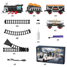 Load image into Gallery viewer, Electric Steam Train Playset with Lights, Music &amp; Water‑Vapour Smoke – Classic Locomotive Railway Toy with Track | Gift for Kids Ages 3+
