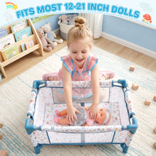 Load image into Gallery viewer, Baby Doll Crib with Storage Bag, Foldable Mesh Baby Doll Bed, Doll Furniture Accessory for Up to 18 Inch Baby Dolls, Christmas Birthday Pretend Play Gift for Kids Ages 3+
