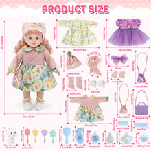 Load image into Gallery viewer, 14 Inch Doll Dress Up Playset, Baby Doll with 3 Outfits &amp; Accessories, Handbags, Hairbrush, Makeup, Hair Accessories, Toy Phone, Cute Pet, Pretend Play Toy Gift for Kids Aged 3+

