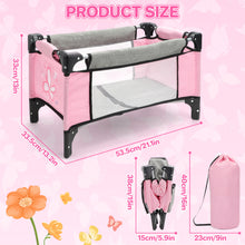 Load image into Gallery viewer, Baby Dolls Crib, Foldable Baby Doll Bed with Storage Bag, Doll Furniture Accessory for Up to 18 Inch Baby Dolls, Christmas Birthday Pretend Play Gift for Kids Ages 3+
