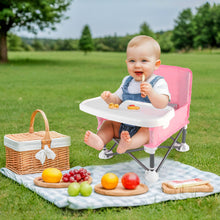 Load image into Gallery viewer, Travel-Friendly Baby Booster Seat -Portable Folding Chair with High Stability and Non-Slip Pads, ideal for Beach Outings, Outdoor Adventures, and Mealtime. Lightweight and Compact Design for Infants and Toddlers
