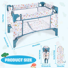 Load image into Gallery viewer, Baby Doll Crib with Storage Bag, Foldable Mesh Baby Doll Bed, Doll Furniture Accessory for Up to 18 Inch Baby Dolls, Christmas Birthday Pretend Play Gift for Kids Ages 3+
