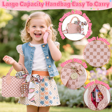 Load image into Gallery viewer, Kids Pretend Play Purse Set with Accessories – Girls Role Play Handbag Toy with Play Smartphone, Wallet, Fake Cash, Cards, Watch, Makeup, Hairbrush &amp; Travel Cup – Educational Princess Dress Up Gifts for Girls Ages 3+

