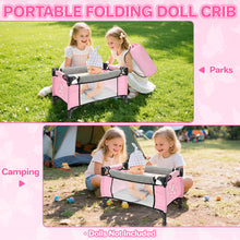 Load image into Gallery viewer, Baby Dolls Crib, Foldable Baby Doll Bed with Storage Bag, Doll Furniture Accessory for Up to 18 Inch Baby Dolls, Christmas Birthday Pretend Play Gift for Kids Ages 3+
