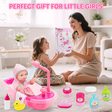 Load image into Gallery viewer, Baby Doll Bath Set with Accessories ¨C 16-Piece Pretend Play Bath Time Toy with Bathtub, Shower, Clothes, Rubber Duck &amp; Toiletries ¨C Ideal Gift for Girls &amp; Boys Ages 3+
