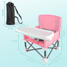 Load image into Gallery viewer, Travel-Friendly Baby Booster Seat -Portable Folding Chair with High Stability and Non-Slip Pads, ideal for Beach Outings, Outdoor Adventures, and Mealtime. Lightweight and Compact Design for Infants and Toddlers
