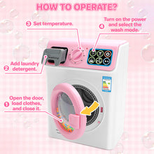 Load image into Gallery viewer, Kids Washing Machine Toy Set Pretend Play Household toy Set Laundry Washer with Lights, Sounds &amp; Music Interactive Educational Toy with Detergent Bottle, Basket &amp; Cloth Role Play Gift for Boys &amp; Girls Ages 3+
