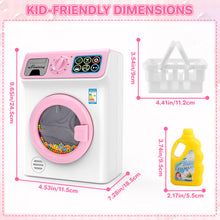 Load image into Gallery viewer, Kids Washing Machine Toy Set Pretend Play Household toy Set Laundry Washer with Lights, Sounds &amp; Music Interactive Educational Toy with Detergent Bottle, Basket &amp; Cloth Role Play Gift for Boys &amp; Girls Ages 3+

