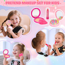Load image into Gallery viewer, Kids Pretend Play Purse Set with Accessories – Girls Role Play Handbag Toy with Play Smartphone, Wallet, Fake Cash, Cards, Watch, Makeup, Hairbrush &amp; Travel Cup – Educational Princess Dress Up Gifts for Girls Ages 3+
