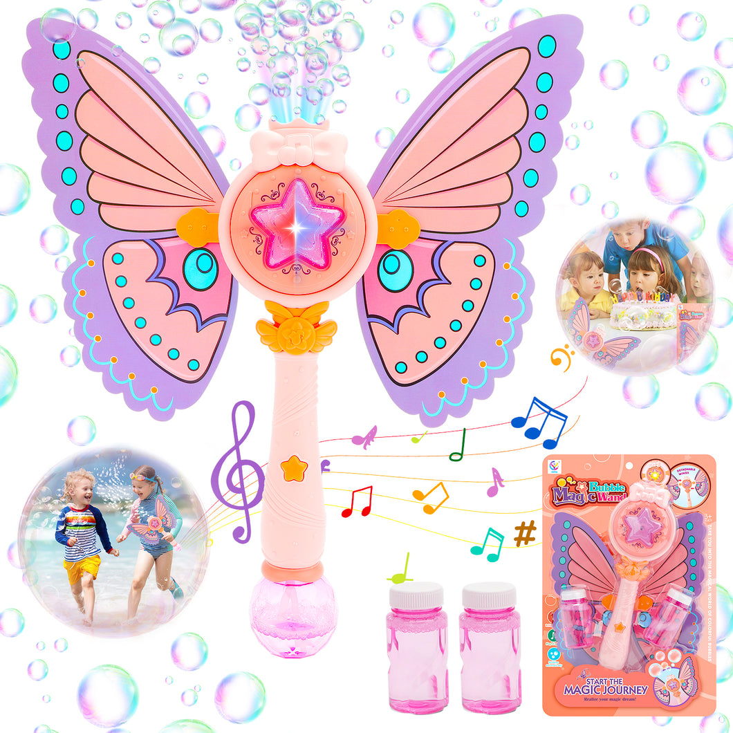Bubble Princess Magic Wand Magic Journey for Kids Fairy Wand Detachable Wings Bubble Machine Lights & Music Presents Toy Outdoor Birthdays Bubble Machine
