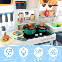 Load image into Gallery viewer, Kitchen Playset Toy with Realistic Lights &amp; Sounds,  Kids Pretend Kitchen Role Play Set with Fridge, Oven &amp; Coffee Maker，Toy Kitchen with Water Sink &amp; Ice Maker，Role Play Kitchen for Toddlers &amp; Kids
