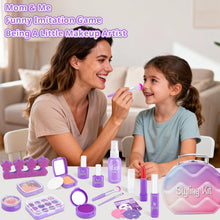 Load image into Gallery viewer, Girls Pretend Makeup Kit with Carry Case My First Kids Makeup Playset for Toddlers Safe Mess-Free Fake Makeup Complete Playset for Imagination Role Play Early Learning Perfect Gift for Girls 3+
