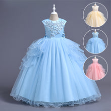 Load image into Gallery viewer, Girls Lace Tulle Embroidered Princess Prom Ball Gown Formal Party Long Tail Dresses Children Princess Prom Host Dress Flower Girl Dresses Dance Pageant Birthday Christmas Party for 110cm-160cm Height Kids
