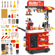 Load image into Gallery viewer, Kids Play Kitchen Fried Chicken Shop Pretend Cooking Food Truck with Lights &amp; Sounds Role Play Toy Set for Boys &amp; Girls Age 3-6 Birthday &amp; Christmas Gift Idea
