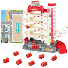 Load image into Gallery viewer, Fire Control Garage Toy Set for Kids with Sound &amp; Light Effects, Fire Rescue Building Playset with Electric Elevator, Perfect Christmas &amp; Birthday Gift for Boys and Girls Aged 3+
