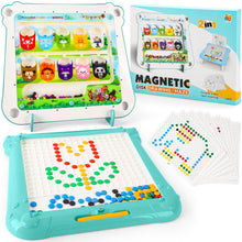 Load image into Gallery viewer, 2 in 1 Magnetic Disk Drawing Maze Puzzle Table Toy Double Sided Card for Toddlers Ages 3+ Mosaic Puzzle Table Toy Color Matching and Art Creation Set
