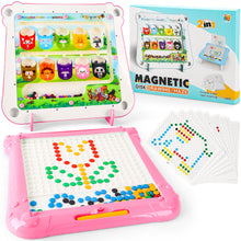 Load image into Gallery viewer, 2 in 1 Magnetic Disk Drawing Maze Puzzle Table Toy Double Sided Card for Toddlers Ages 3+ Mosaic Puzzle Table Toy Color Matching and Art Creation Set
