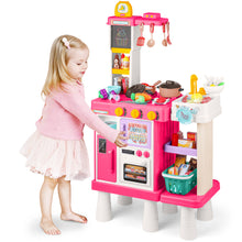 Load image into Gallery viewer, Pink Play Kitchen Set Pretend Cooking Toys with Stove Oven Utensils for Kids
