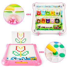 Load image into Gallery viewer, 2 in 1 Magnetic Disk Drawing Maze Puzzle Table Toy Double Sided Card for Toddlers Ages 3+ Mosaic Puzzle Table Toy Color Matching and Art Creation Set
