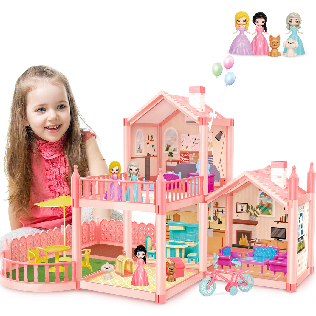 Dollhouse Dreamhouse Pretend Play 2-Story Big Rooms Dollhouse