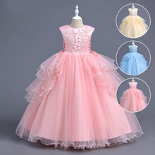 Load image into Gallery viewer, Girls Lace Tulle Embroidered Princess Prom Ball Gown Formal Party Long Tail Dresses Children Princess Prom Host Dress Flower Girl Dresses Dance Pageant Birthday Christmas Party for 110cm-160cm Height Kids
