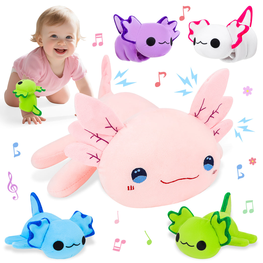 Axolotl Plush Toy Set-1PCS Cute Axolotl Stuffed Animals Soft Kawaii Plushies and 4PCS Cute Axolotl Slap Bracelet for Kids,Gifts for Girls & Boys, Bedroom Decor,Cuddle Buddy