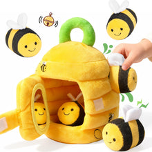 Load image into Gallery viewer, My First Honeybee Soft Plush Playset Interactive Hide &amp; Seek Beehive Toy for Babies &amp; Toddlers 5 Plush Bees &amp; Squeezable Hive Montessori Early Learning Gift for 1-3 Years
