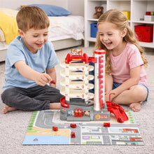 Load image into Gallery viewer, Fire Control Garage Toy Set for Kids with Sound &amp; Light Effects, Fire Rescue Building Playset with Electric Elevator, Perfect Christmas &amp; Birthday Gift for Boys and Girls Aged 3+
