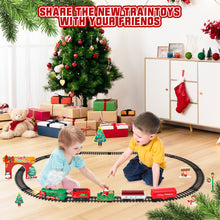 Load image into Gallery viewer, Christmas Train Set with Steam, Lights &amp; Music -Electric Holiday Toy Train with Realistic Smoke,1 Locomotive + 4 Carriages + 12 Tracks- Festive Under-Tree Decoration &amp; Gift for Kids 3+
