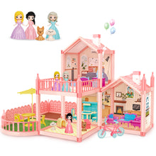 Load image into Gallery viewer, Dollhouse Dreamhouse Pretend Play 2-Story 7 Big Rooms Dollhouse 7-8 Dollhouse Furniture DIY Building Plastic Dollhouse for 3+ Kids Gifts-DH-10
