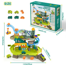 Load image into Gallery viewer, Kids Dinosaur Multi-Level Parking Garage Playset with Car Lift, Ramp, Vehicles &amp; Accessories – Educational Toy for Children 3+ Years
