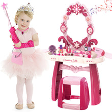Load image into Gallery viewer, Children Dressing Table Comprehensive Play Set with Handy Carrying Case includes a dressing table, chair, jewellery stand, hangers, brushes Comprehensive Toy Set

