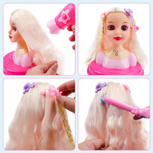 Load image into Gallery viewer, Makeup Hairdressing Doll Styling Head Toy for Kids Beauty and DIY Doll Head with Hair Accessories Portable and Easy to Clean
