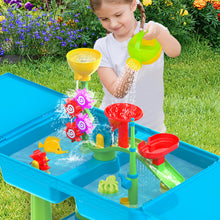 Load image into Gallery viewer, Purple or Blue Activity Sandbox Sensory Table for Kids Summer Outdoor Multifunctional Table Toy with 23PCS Beach Toy, 2 Fishing Pool Toys such as sand and water table, sand mold, shovel, watering can, and more
