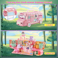 Load image into Gallery viewer, Dollhouse Playset Portable House Toy for Kids 2 in 1 Playhouse Set 32pcs Accessories with Furniture &amp; Figures Pink
