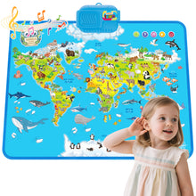 Load image into Gallery viewer, Interactive Talking World Animal Map for Kids-105+ Animal Sounds &amp; Facts-Educational Touch Poster Toy -Learn Geography, Animals &amp; Fun Quizzes- Learning Toy for Kids Aged 3+
