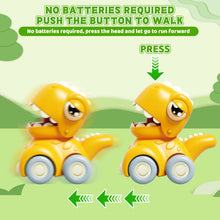 Load image into Gallery viewer, Push &amp; Go Dinosaur Car Toy Set - 4PCS Mini Dino Vehicles for Toddlers I Pull Back Cars for Boys &amp; Girls Ages 3+ | Fun Educational Toy Set for Preschool Learning &amp; Imaginative Play
