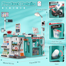 Load image into Gallery viewer, Doctor Playset for Kids, Pretend Medical Station Set, Medical Counter Set with Lights, Thermometer, Stethoscope, Role Play Educational Toys for Boys &amp; Girls Ages 3+
