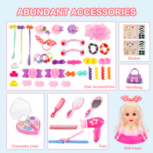 Load image into Gallery viewer, Makeup Hairdressing Doll Styling Head Toy for Kids Beauty and DIY Doll Head with Hair Accessories Portable and Easy to Clean
