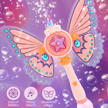 Load image into Gallery viewer, Bubble Princess Magic Wand Magic Journey for Kids Fairy Wand Detachable Wings Bubble Machine Lights &amp; Music Presents Toy Outdoor Birthdays Bubble Machine
