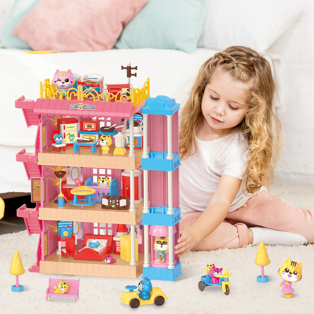 Dolls House With 85pcs Accessories Toy Sets Dream House Furniture Sets for Toddler 3 4 5 6 7 8 Year Old