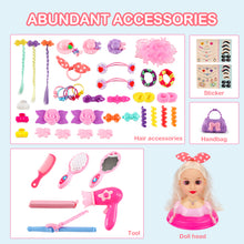 Load image into Gallery viewer, Makeup Hairdressing Doll Styling Head Toy for Kids Beauty and DIY Doll Head with Hair Accessories Portable and Easy to Clean
