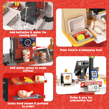 Load image into Gallery viewer, Kids Play Kitchen Fried Chicken Shop Pretend Cooking Food Truck with Lights &amp; Sounds Role Play Toy Set for Boys &amp; Girls Age 3-6 Birthday &amp; Christmas Gift Idea
