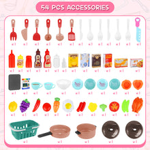 Load image into Gallery viewer, Pink Play Kitchen Set Pretend Cooking Toys with Stove Oven Utensils for Kids
