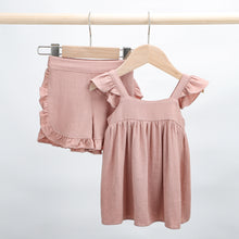 Load image into Gallery viewer, Summer Newborn Toddler Infant Baby Girls Clothes Casual Ruffle Sleeveless Flouncing Tank Top Solid Color Shorts 2pcs Outfit Girls Skirt Set Cute Ruffle Baby Tank Top and Shorts Lounge Set For 0-3 Years Kids
