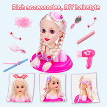 Load image into Gallery viewer, Makeup Hairdressing Doll Styling Head Toy for Kids Beauty and DIY Doll Head with Hair Accessories Portable and Easy to Clean
