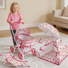 Load image into Gallery viewer, Baby Doll Stroller Playset for Kids, Umberlla, Play Tent, Beach Chair, Diaper Bag Role Play Baby Doll Accessories Set for Toddlers Ages 3+

