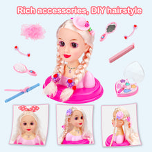 Load image into Gallery viewer, Makeup Hairdressing Doll Styling Head Toy for Kids Beauty and DIY Doll Head with Hair Accessories Portable and Easy to Clean
