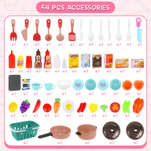 Load image into Gallery viewer, Pink Play Kitchen Set Pretend Cooking Toys with Stove Oven Utensils for Kids
