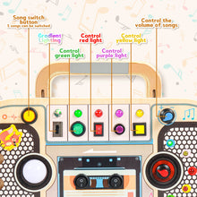 Load image into Gallery viewer, Wooden LED Radio Music Toy Interactive Light &amp; Sound Activity Board for Toddlers 12M+ Montessori Musical Sensory Toy with Buttons, Switches Educational Wooden Toy Gift for Boys &amp; Girls
